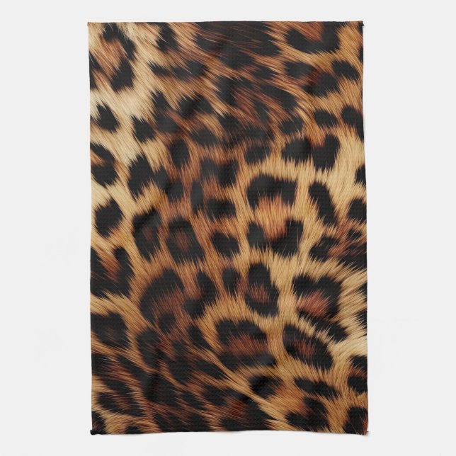 Chic Brown Cream Leopard  Kitchen Towel (Vertical)