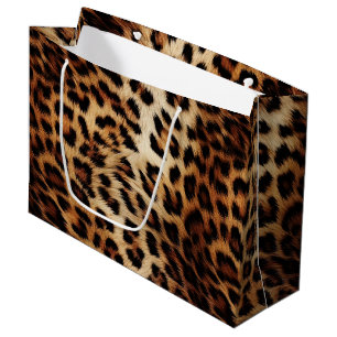 Chic Brown Cream Leopard  Large Gift Bag
