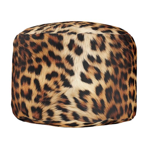 Chic Brown Cream Leopard Pouf