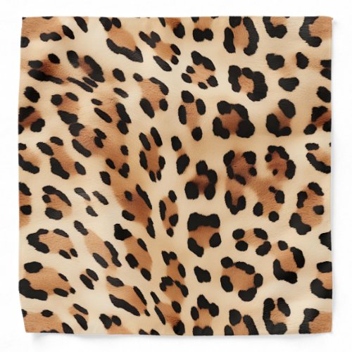 Chic Brown Cream Leopard Print Bandana