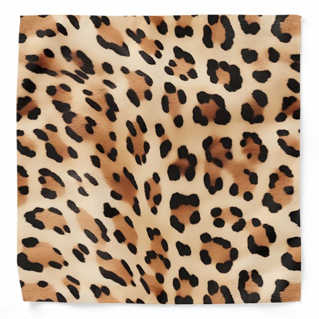 Chic Brown Cream Leopard Print Bandana (Front)