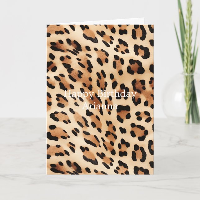Chic Brown Cream Leopard Print Card (Front)