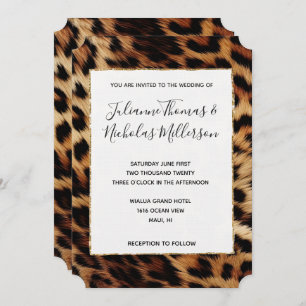 Chic Brown Cream Leopard Wedding Invitation