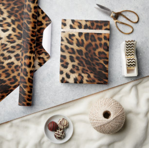 Chic Brown Cream Leopard Wrapping Paper
