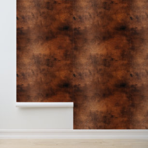 Chic Brown Faux Leather Abstract Wallpaper