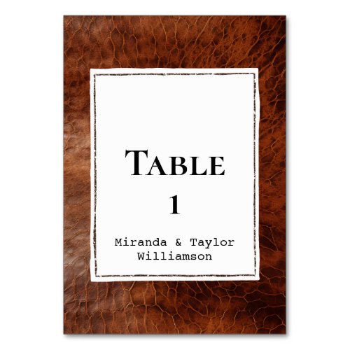 Chic Brown Faux Leather Table Number