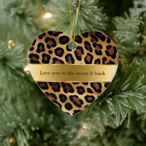 Chic Brown Gold Leopard   Ceramic Ornament