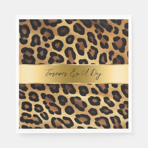 Chic Brown Gold Leopard Wedding Napkins