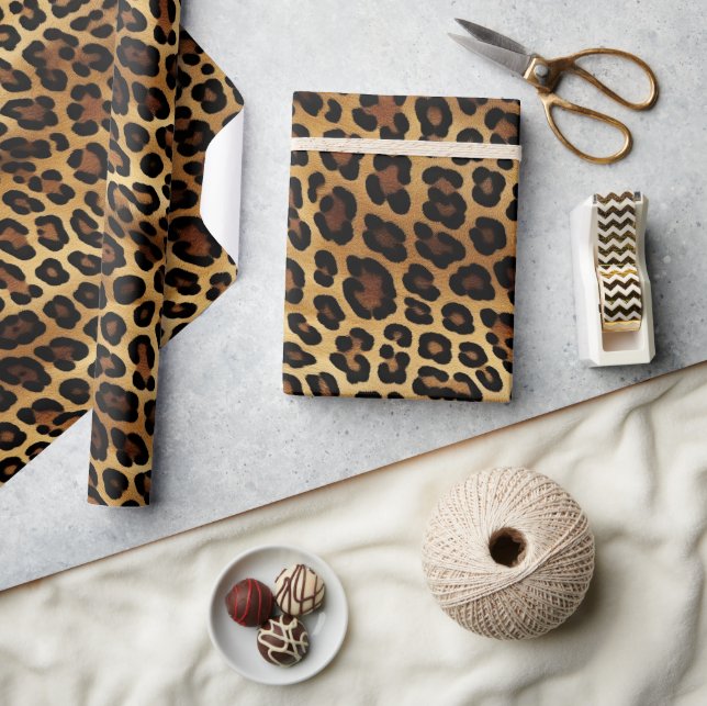 Chic Brown Gold Leopard   Wrapping Paper (Crafts)
