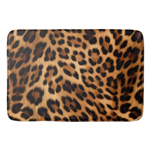 Chic Brown Leopard Print  Bath Mat
