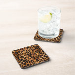 Chic Brown Leopard Print  Beverage Coaster