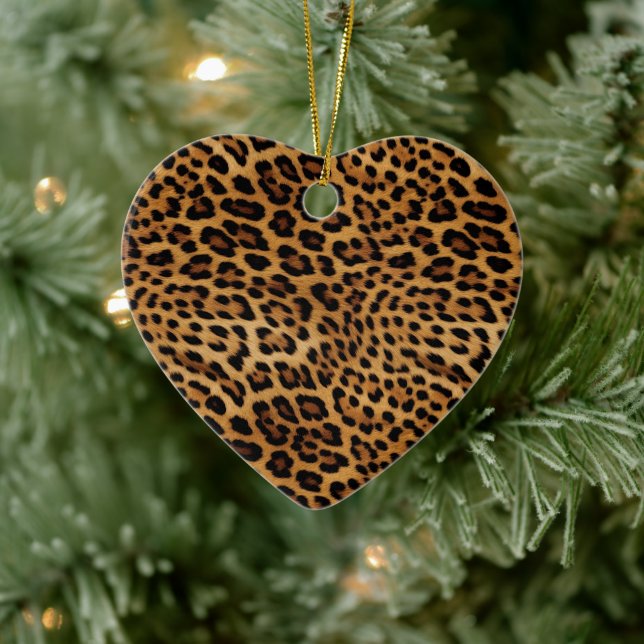Chic Brown Leopard Print Ceramic Ornament (Tree)