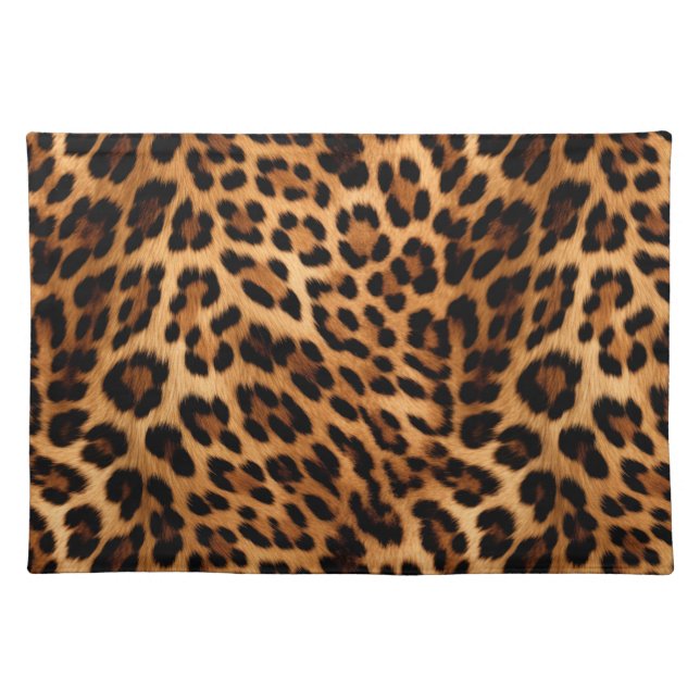 Chic Brown Leopard Print  Cloth Placemat (Front)
