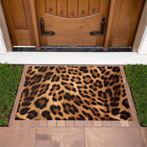 Chic Brown Leopard Print  Doormat