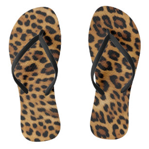 Chic Brown Leopard Print Flip Flops