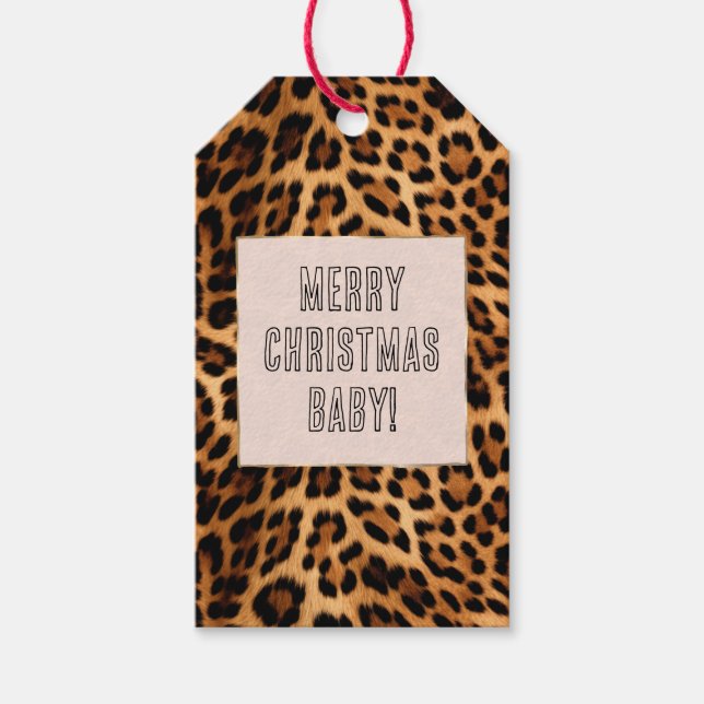 Chic Brown Leopard Print  Gift Tags (Front)