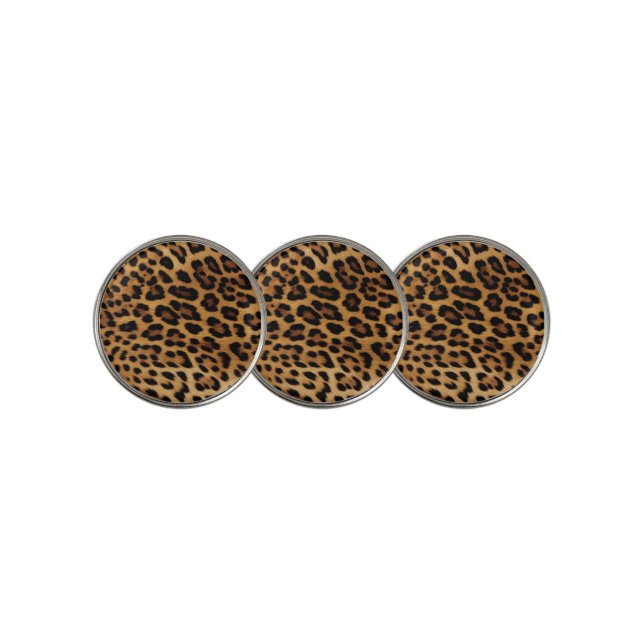 Chic Brown Leopard Print  Golf Ball Marker (3 Up)