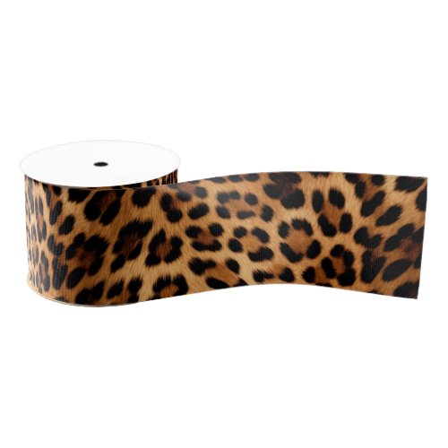 Chic Brown Leopard Print  Grosgrain Ribbon