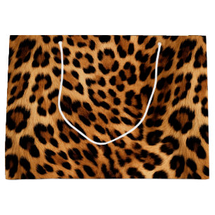 Chic Brown Leopard Print Large Gift Bag