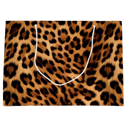 Chic Brown Leopard Print  Large Gift Bag