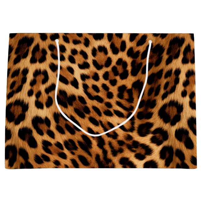 Chic Brown Leopard Print  Large Gift Bag (Front)