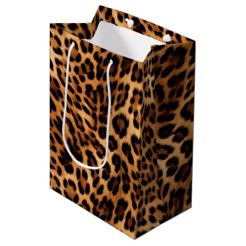 Chic Brown Leopard Print  Medium Gift Bag