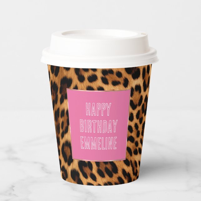 Chic Brown Leopard Print  Paper Cups (Front)