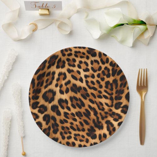 Chic Brown Leopard Print  Paper Plates
