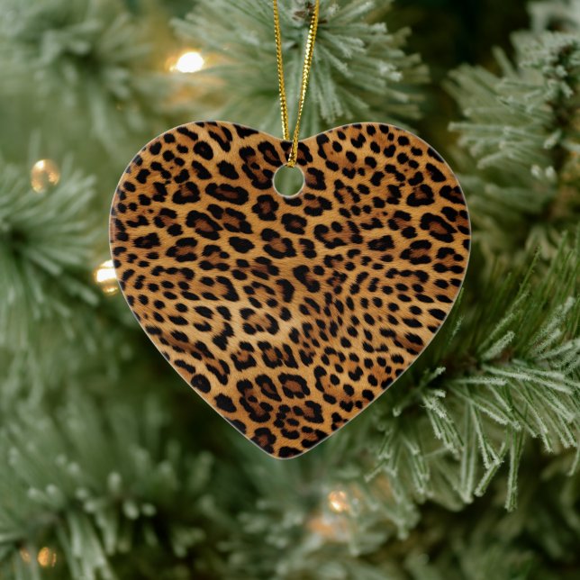 Chic Brown Leopard Print Pink Gold Ceramic Ornament (Tree)