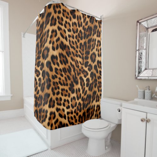 Chic Brown Leopard Print  Shower Curtain