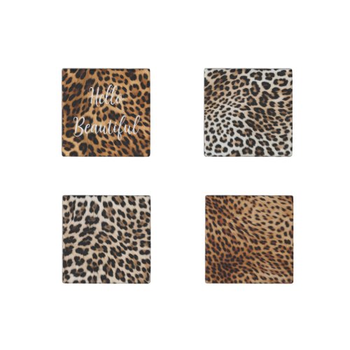 Chic Brown Leopard Print  Stone Magnet