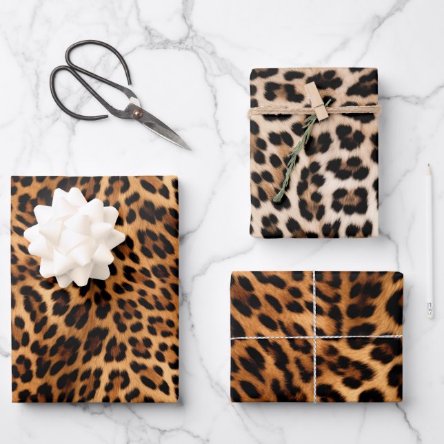 Chic Brown Leopard Print  Wrapping Paper Sheets (Front)