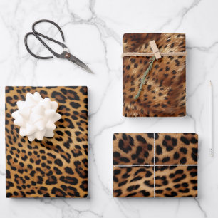 Chic Brown Leopard Print Wrapping Paper Sheets