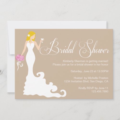 Chic Brown Modern Bride Posh Bridal Shower Invite