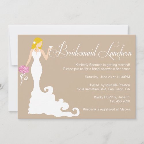 Chic Brown Modern Bride Posh Bridesmaid Luncheon Custom Invites