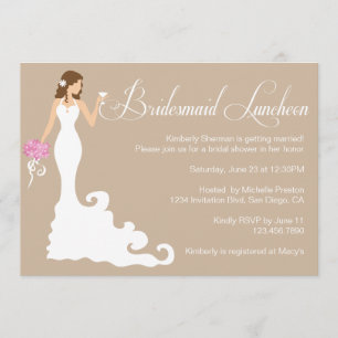 Chic Brown Modern Bride Posh Bridesmaid Luncheon Invitation