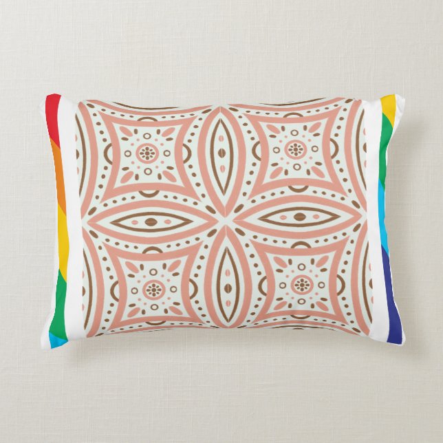 Chic Brown & Pink Pattern Accent Pillow Home Decor (Front)