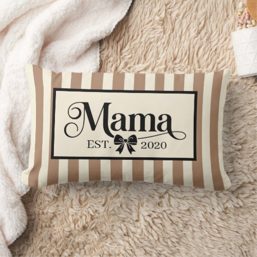 Chic Brown Striped Custom Mama Keepsake Lumbar Pillow
