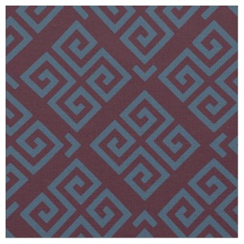 Chic Brown Teal Greek Key Geometric Patterns Fabric by TintAndBeyond at Zazzle