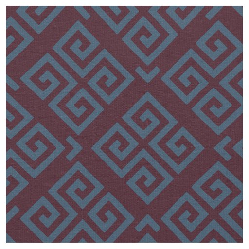 Chic brown teal greek key geometric patterns fabric