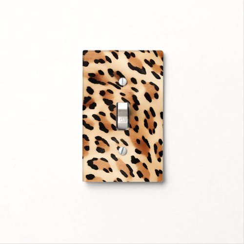 Chic Brown White Leopard Print Light Switch Cover
