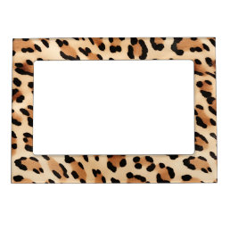 Chic Brown White Leopard Print Magnetic Frame