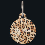 Chic Brown White Leopard Print Pet ID Tag<br><div class="desc">Chic Brown White Leopard Print</div>