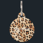 Chic Brown White Leopard Print Pet ID Tag<br><div class="desc">Chic Brown White Leopard Print</div>