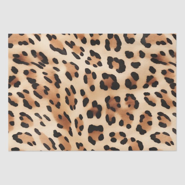 Chic Brown White Leopard Print Tissue Paper (Front)