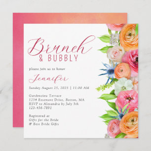 Chic Brunch and Bubbly Floral Bridal Shower Invitation