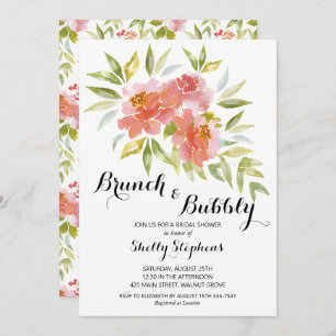 Chic Brunch and Bubbly Floral Invitation