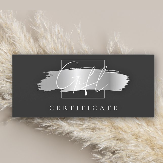 Chic Brush Stroke Elegant Black Gift Certificate (Creator Uploaded)