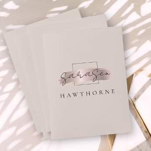Chic Brush Stroke Faux Rose Gold Elegant Monogram Pocket Folder