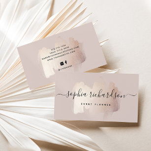 Chic Brush Stroke | Faux Rose Gold on Neutral Rose Business Card